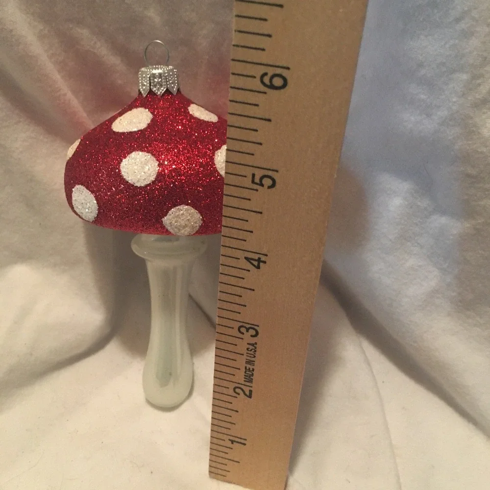 Christmas Mushroom Ornament  RED CAP Polka Dots